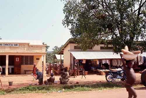 Damongo main street showing the old Ghana Commercial Bank (now the girl?s sewing school)